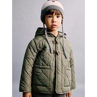 Mango Younger Boys Duffel Quilted Coat - Khaki