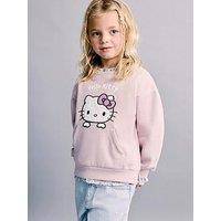 Mango Younger Girls Hello Kitty Pouch Pocket Sweatshirt - Pink