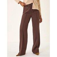 Roman Pocket Button Smart Stretch Trousers - Chocolate