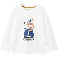 Mango Younger Boys Long Sleeve Pizza T-Shirt - Light Cream