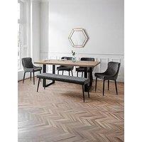 Julian Bowen Berwick Dining Set With 1 Grey Luxe Bench & 4 Grey Luxe Chairs