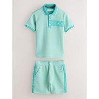 Ted Baker Young Boys Textured Polo T-Shirt And Shorts Set - Green