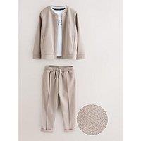 Ted Baker Boys 3 Piece T-Shirt Shacket And Trouers Set - Beige