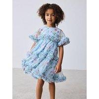 Ted Baker Younger Girls Floral Mesh Occasion Dress - Blue