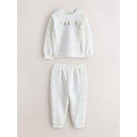 Ted Baker Younger Girls Frill Trim Sweatshirt And Jogger Set - White