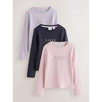 Ted Baker Older Girls 3 Pack Long Sleeve Logo T-Shirts - Multi