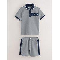 Ted Baker Younger Boys Textured Polo Shirt Short Set - Navy