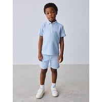 Ted Baker Younger Boys Textured Polo Shirt Shorts Set - Light Blue
