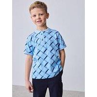 Ted Baker Younger Boys Diamond Print Polo Shirt - Blue
