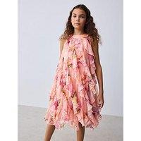 Ted Baker Older Girls Frill Floral Halter Dress - Multi