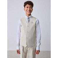 Ted Baker Boys Long Sleeved Waistcoat, Shirt And Tie Set - Beige