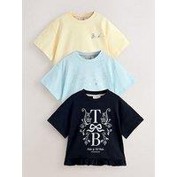 Ted Baker Older Girls 3 Pack Cropped Frill T-Shirts - Multi
