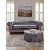 The Very Collection Laura 3 + Round Footstool - Grey