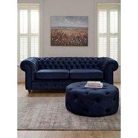 The Very Collection Laura 3 + Round Footstool - Navy