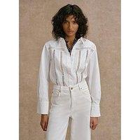 Mint Velvet Cotton Open Stitch Detail Shirt - White