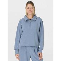 Sweaty Betty Womens Training Sand Wash Half Zip Crop Sweatshirt - Blue