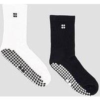 Sweaty Betty Womens Training Pilates Crew Gripper Sock 2 Pack - White/Black