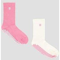 Sweaty Betty Womens Training Pilates Crew Gripper Sock 2 Pack - Pink/White