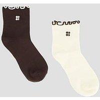 Sweaty Betty Womens Training Frill Mini Crew Sock 2 Pack - Beige/Brown