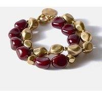 Mint Velvet Gold Tone Layered Resin Bracelet - Gold/Brown