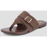 The Very Collection Wide Fit Toe Post Flat Sandal - Brown