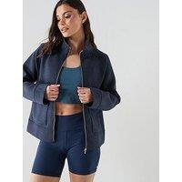 Sweaty Betty Womens Training Wind Down Patch Pocket Zip Through - Blue