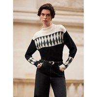 Mint Velvet Stone Graphic Crew Neck Jumper - Cream