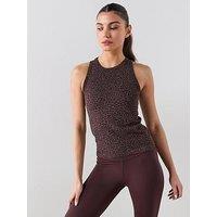 Sweaty Betty Womens Training Mindful Flex Rib Tank Top - Brown Leopard Print