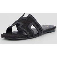 The Very Collection Extra Wide Fit Flat Slider Sandal - Black