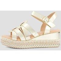 The Very Collection Wide Fit Low Wedge Sandal - Gold