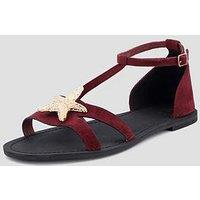 The Very Collection Starfish Flat Sandals - Burgundy
