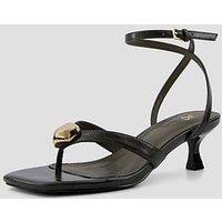 The Very Collection Toe Thong Strappy Heeled Sandals - Black