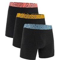 Under Armour Mens Peformance Cotton 6 Inch 3 Pack Boxers - Black
