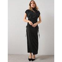 The Very Collection High Neck Ruched Waist Maxi Dress - Black