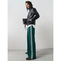 The Very Collection Wide Leg High Waisted Side Stripe Jogger - Green