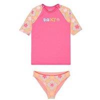 Roxy Girls Check Lycra Rashguard Set - Pink