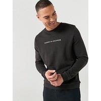 Tommy Hilfiger Linear Logo Loungewear Sweatshirt - Black