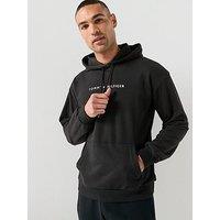 Tommy Hilfiger Linear Logo Loungewear Overhead Hoodie- Black