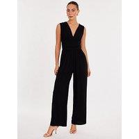 Quiz Black Ruched Wide Leg Jumpsuit