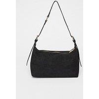 Quiz Black Faux Suede Shoulder Bag