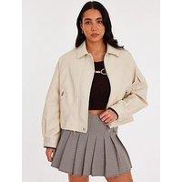 Quiz Stone Faux Leather Bomber Jacket
