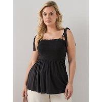 The Very Collection Curve Beaded Strappy Top - Black