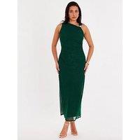 Quiz Bottle Green Mesh Buckle Detail Midaxi Dress