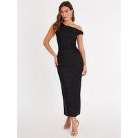 Quiz Black Glitter Ruched Midaxi Dress