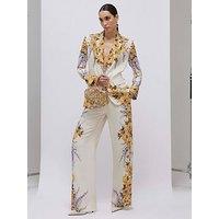 River Island Floral Flare Trouser - Cream