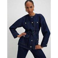 River Island Grace Belted Denim Jacket - Blue