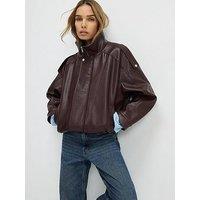 River Island Ultimate Pu Batwing Funnel Neck Jacket - Brown