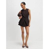 River Island Wrap Button Detail Skort - Brown