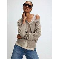 River Island Knitted V Neck Cardigan - Brown
