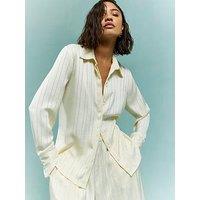 River Island Stripe Crinkle Blouse - Cream